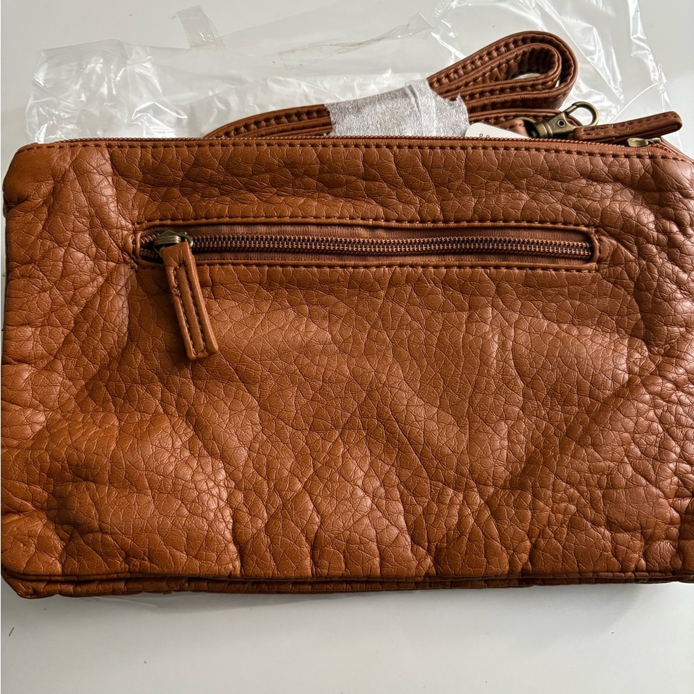 Brown and Gold Clutch with Textured Vegan Leather Bag - Picture 2 of 3